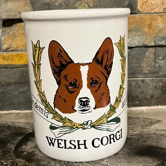 Zeppa Kent CT. Large White Welsh Corgi Dog Coffee Cup Mug Large Canis Herdemis - Picture 1 of 10